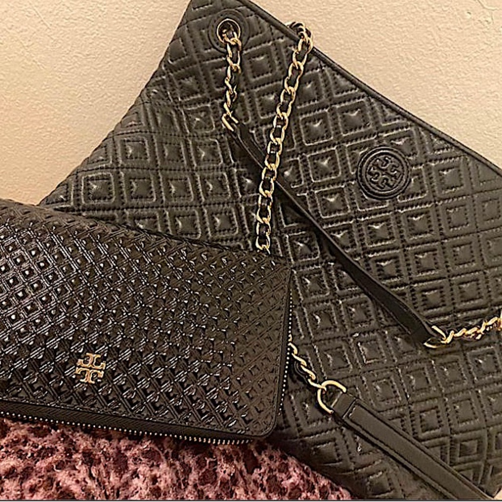 Tory Burch Leather Quilt-Pattern Purse & Wallet